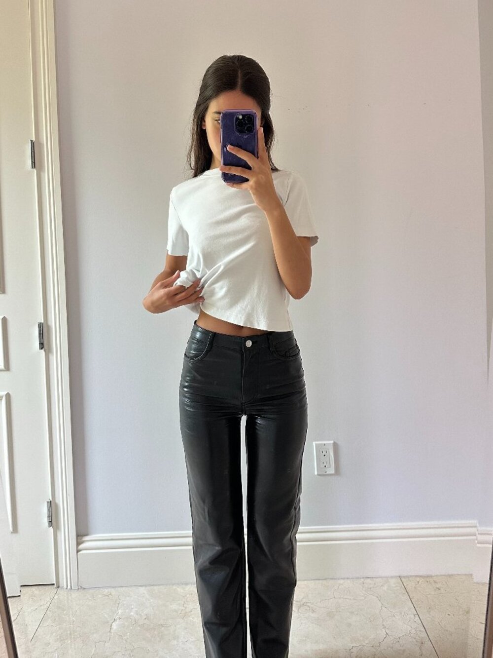 Aritzia Faux Leather Straight Leg Pants